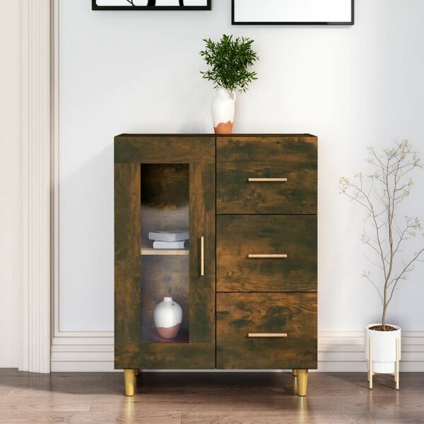 vidaXL Buffet chêne fumé 69,5x34x90 cm bois d'ingénierie