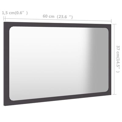 vidaXL Miroir de salle de bain Gris 60x1,5x37 cm Aggloméré