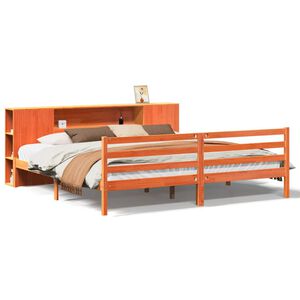 vidaXL Lit biblioth&egrave;que sans matelas cire marron 200x200 cm pin massif