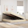 vidaXL Lit avec rangement et matelas Crème 180 x 200 cm Polyester