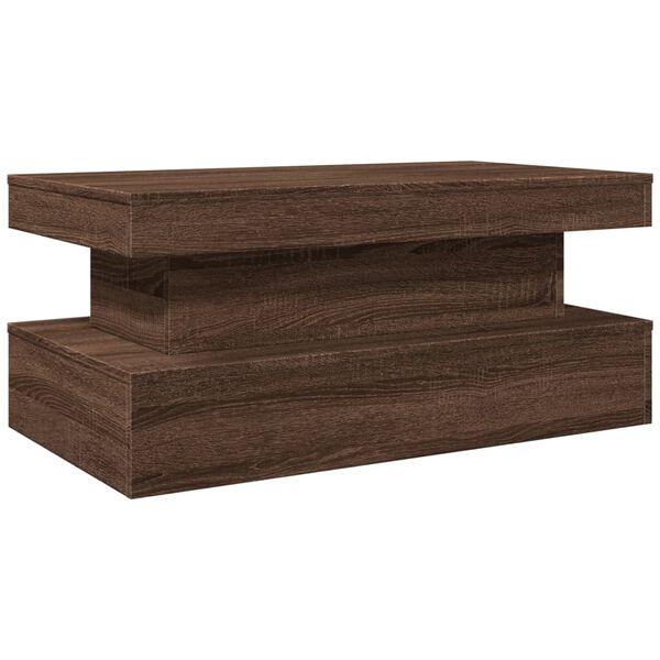 vidaXL Table basse avec lumières LED chêne marron 90x50x40 cm