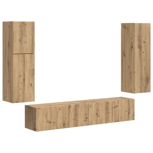vidaXL Ensemble meuble TV 4 pcs Ch&ecirc;ne artisanal Bois d'ing&eacute;nierie