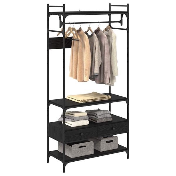 vidaXL Armoire Ch&ecirc;ne noir 89 x 39 x 184.5 cm Bois d'ing&eacute;nierie