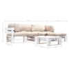 vidaXL Salon de jardin palette 4 pcs avec coussins sable bois