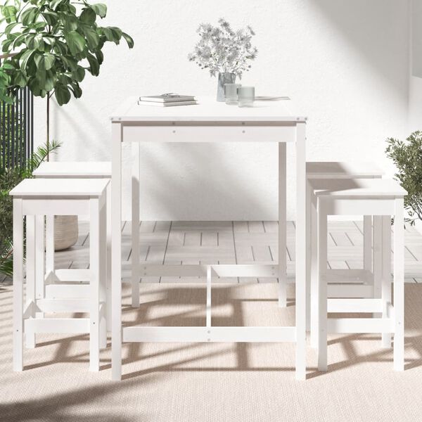 vidaXL Ensemble de bar de jardin 5 pcs blanc bois massif de pin