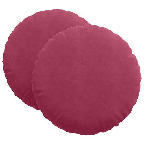 vidaXL Coussins de si&egrave;ge 2 pcs Bordeaux &Oslash;80 x 29 cm Velours