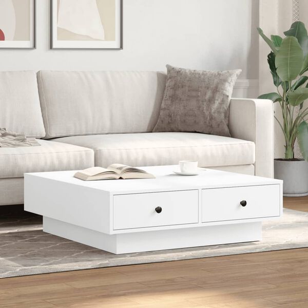 vidaXL Table basse Blanc 90x90x28 cm Agglom&eacute;r&eacute;