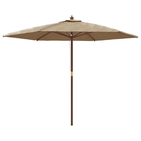 vidaXL Parasol de jardin avec m&acirc;t en bois taupe 299x240 cm