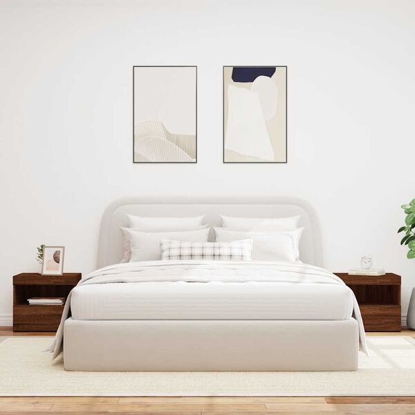 vidaXL Tables de chevet et lumi&egrave;res LED 2 pcs ch&ecirc;ne marron 50x40x45 cm