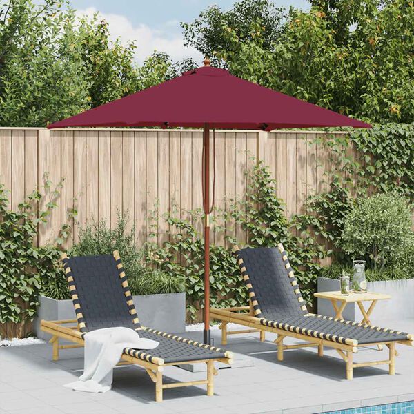 vidaXL Parasol d'extérieur avec mât en bois 150x200 cm rouge bordeaux