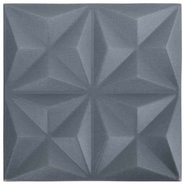 vidaXL Panneaux muraux 3D 24 pcs 50x50 cm gris origami 6 m&sup2;