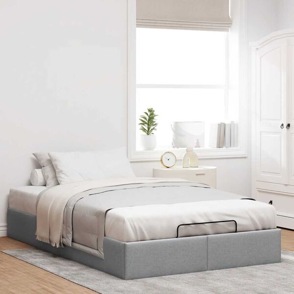 vidaXL Cadre de lit ottoman sans matelas gris clair 140x190 cm tissu