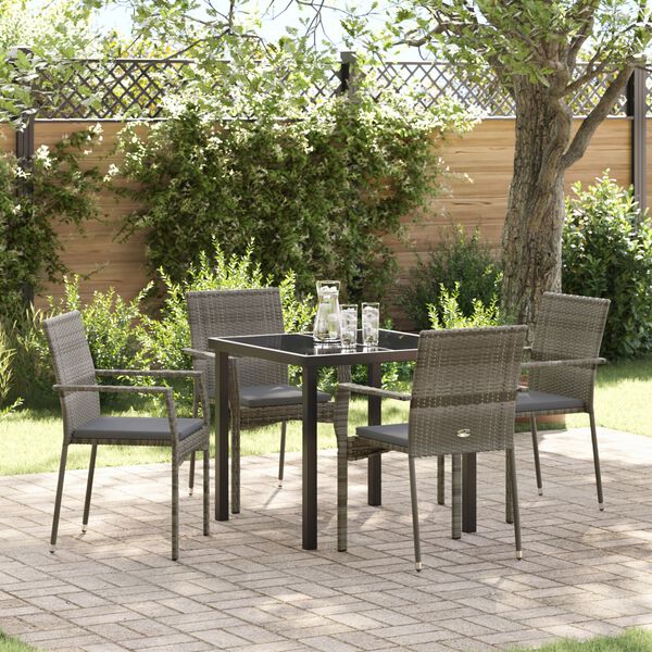 vidaXL Ensemble de salle &agrave; manger pour jardin 5 pcs Gris polyrotin