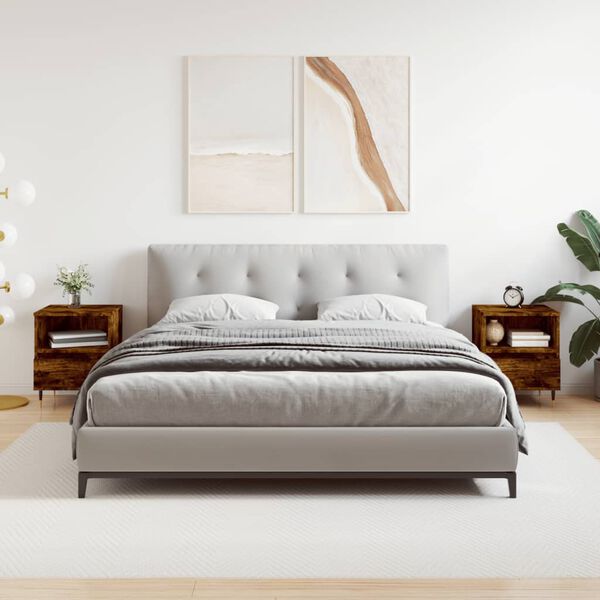 vidaXL Tables de chevet 2 pcs chêne fumé 40x35x50 cm bois ingénierie