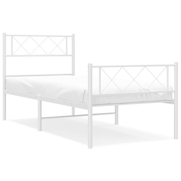vidaXL Cadre de lit m&eacute;tal sans matelas et pied de lit blanc 100x200 cm