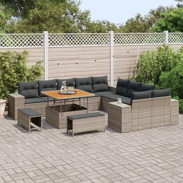 vidaXL Ensemble de canapé de jardin 13 pcs Gris polyrotin