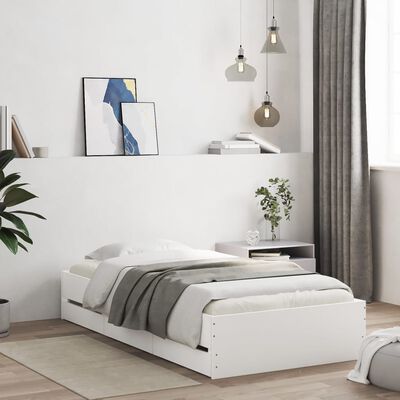 vidaXL Cadre de lit avec tiroirs blanc 75x190 cm bois d'ingénierie
