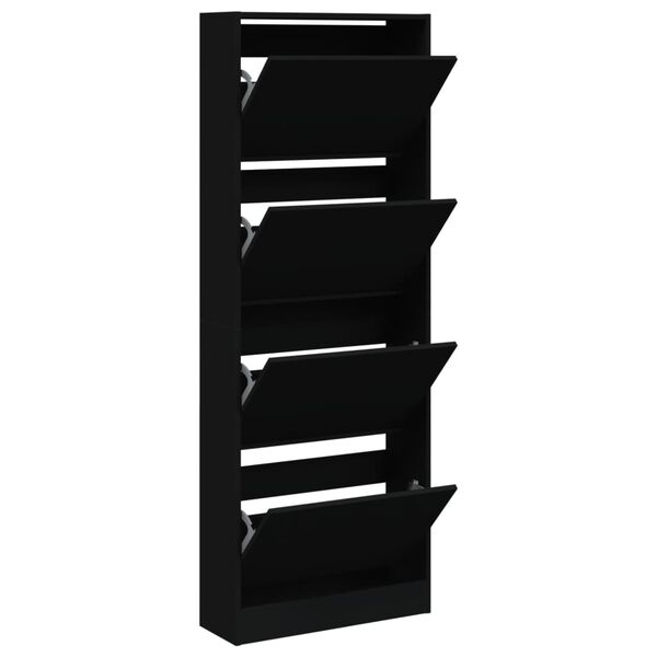 vidaXL Armoire &agrave; chaussures noir 60x21x163,5 cm bois d'ing&eacute;nierie