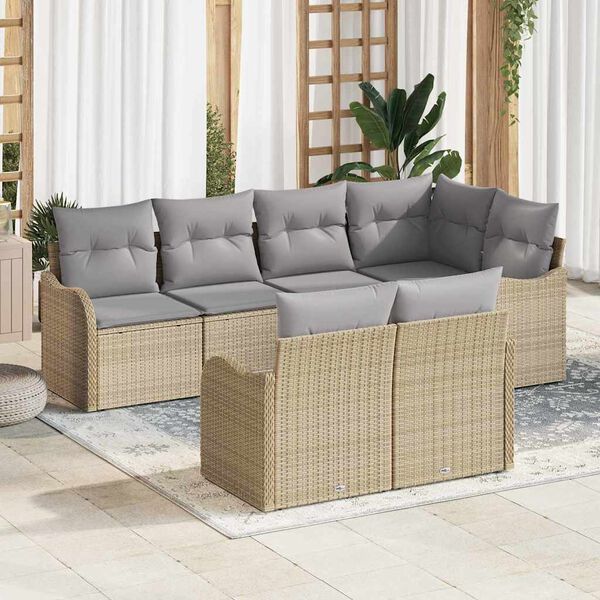 vidaXL Ensemble de canap&eacute; de jardin Beige polyrotin