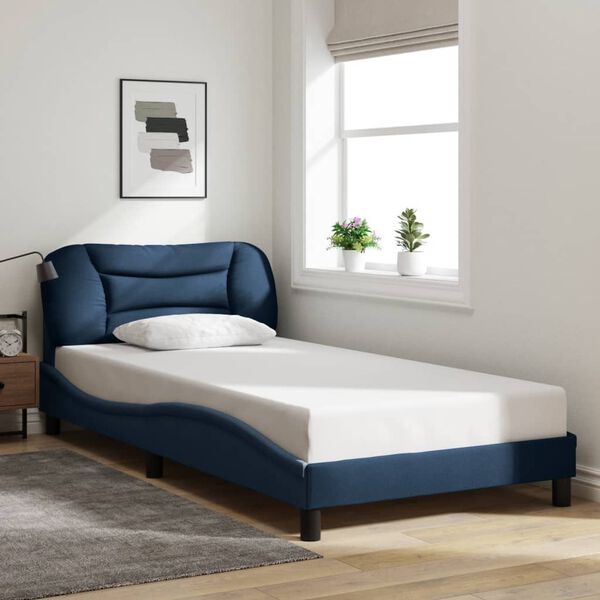vidaXL Cadre de lit sans matelas Hvar bleu 100x200 cm tissu