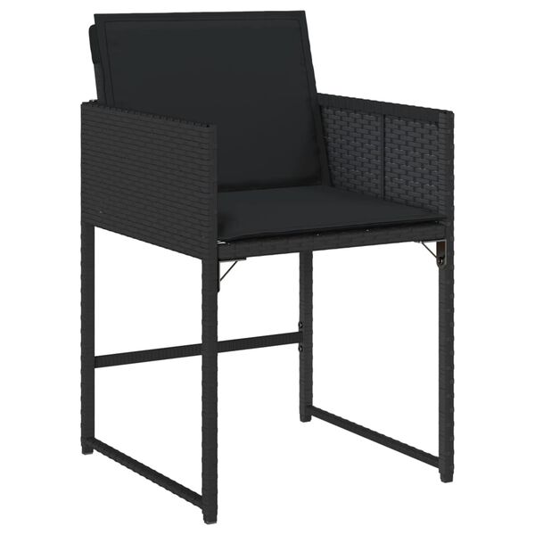 vidaXL Ensemble &agrave; manger de jardin coussins 7pcs Noir R&eacute;sine tress&eacute;e