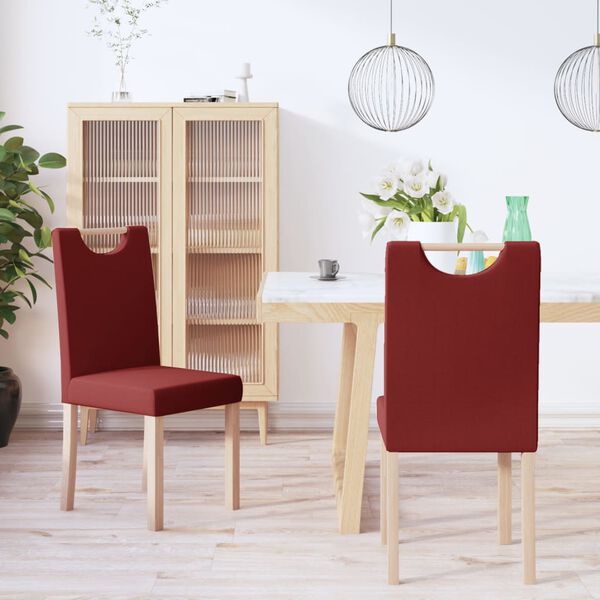 vidaXL Chaises &agrave; manger lot de 2 rouge bordeaux tissu