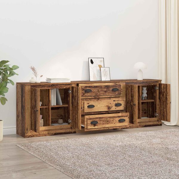 vidaXL Buffets avec tiroir 3 pcs Bois ancien 210 x 35,5 x 67,5 cm