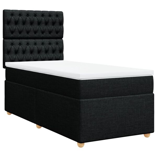 vidaXL Sommier à lattes de lit avec matelas Noir 90x200 cm Tissu
