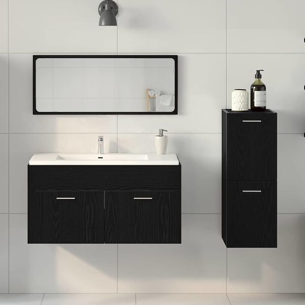 vidaXL Ensemble de mobilier de salle de bain 3 pcs Ch&ecirc;ne noir