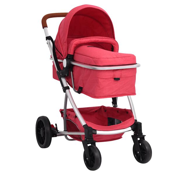 vidaXL Poussette pour b&eacute;b&eacute; 2-en-1 Rouge Aluminium