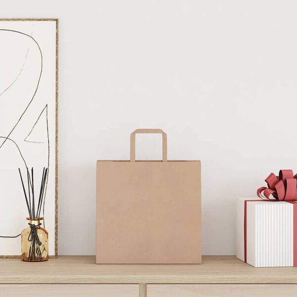 vidaXL Sacs en papier 250 pcs avec poign&eacute;es marron 26x17x25 cm