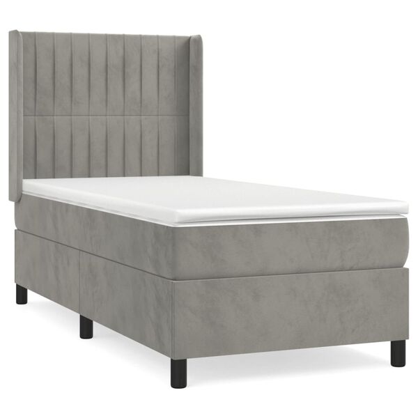 vidaXL Sommier &agrave; lattes de lit et matelas Gris clair 100x200cm Velours