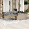 vidaXL Salon de jardin avec coussins 10 pcs beige r&eacute;sine tress&eacute;e