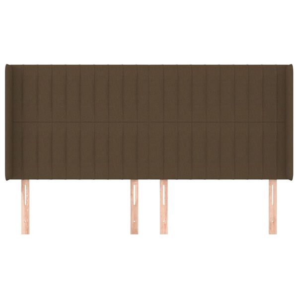vidaXL Tête de lit avec oreilles Marron foncé 163x16x118/128 cm Tissu