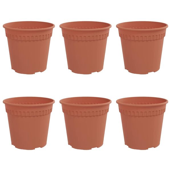 vidaXL Pot &agrave; fleurs rond 6 pcs Rouge brique &Oslash; 19 x 16 cm Plastique