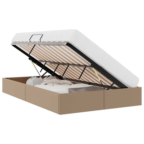 vidaXL Lit de Rangement avec matelas Cappuccino 120 x 190 cm Faux cuir