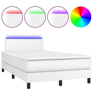 vidaXL Sommier &agrave; lattes de lit matelas LED blanc 120x190 cm similicuir