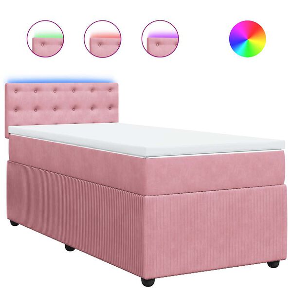 vidaXL Sommier &agrave; lattes de lit avec matelas Rose 100x200 cm Velours