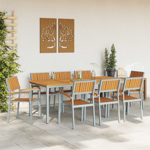 vidaXL Ensemble de salle &agrave; manger pour jardin 7 pcs Gris