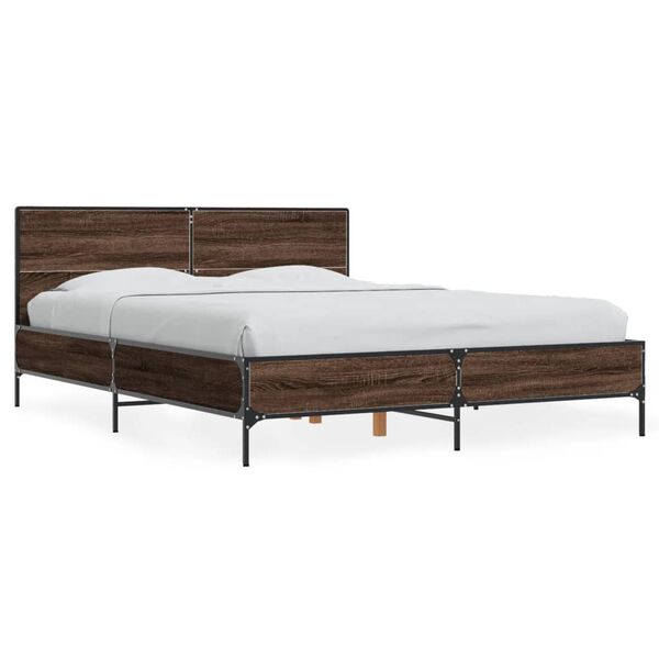 vidaXL Cadre de lit sans matelas ch&ecirc;ne marron 135x190 cm