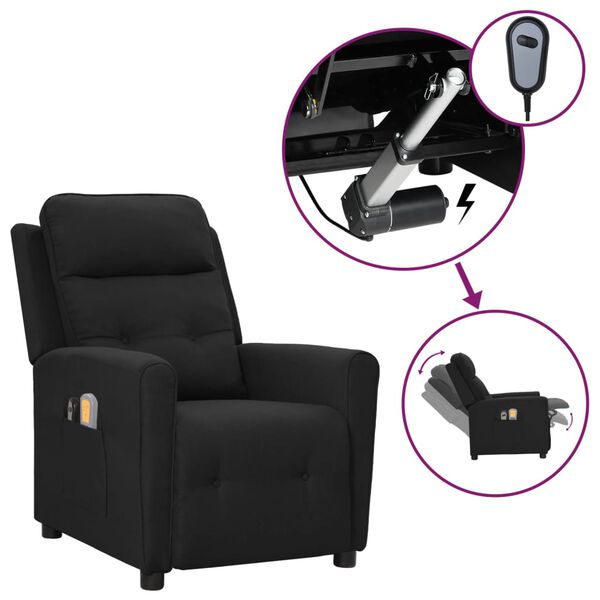 vidaXL Fauteuil électrique de massage Noir Tissu