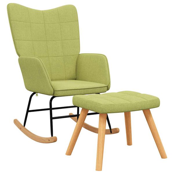 vidaXL Chaise &agrave; bascule avec tabouret Vert Tissu