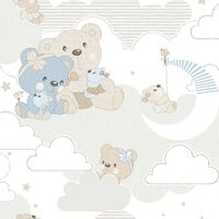 Noordwand Papier peint Mondo baby Hug Bears Bleu et beige