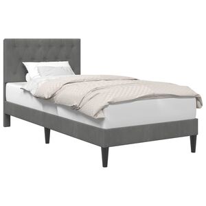 vidaXL Cadre de lit avec t&ecirc;te de lit Gris fonc&eacute; 90 x 190 cm Velours