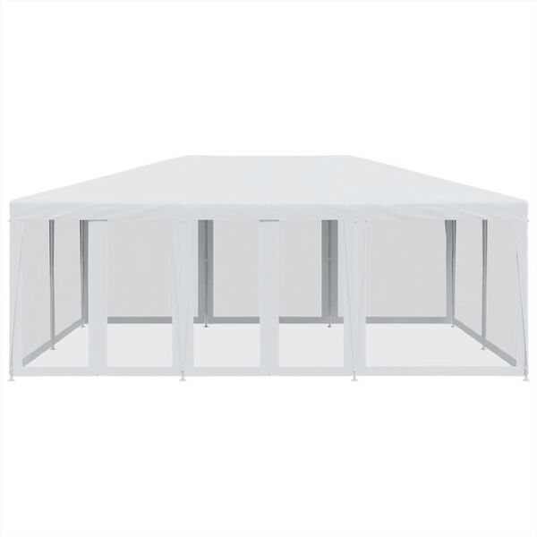 vidaXL Tente de f&ecirc;te avec 10parois lat&eacute;rales en maille blanc 6x4m PEHD
