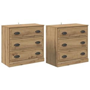 vidaXL Buffets avec tiroir 2 pcs Ch&ecirc;ne artisanal 70 x 35,5 x 67,5 cm