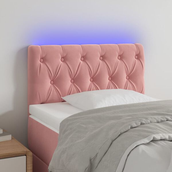 vidaXL T&ecirc;te de lit &agrave; LED Rose 80x7x78/88 cm Velours