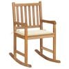 vidaXL Chaise &agrave; bascule avec coussin cr&egrave;me Bois de teck solide
