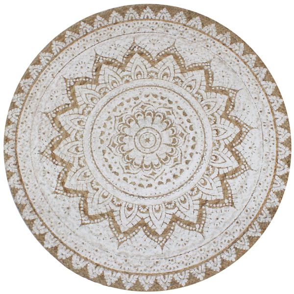 vidaXL Tapis de sol Jute tressée imprimée 150 cm Rond