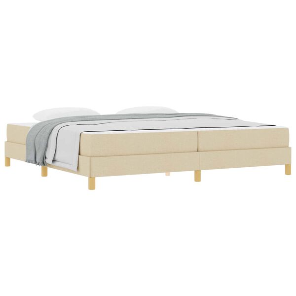 vidaXL Lit &agrave; ressorts avec matelas Cr&egrave;me 200 x 200 cm tissu